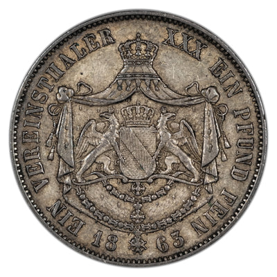 German States Baden 1863 Vereinsthaler Silver Coin