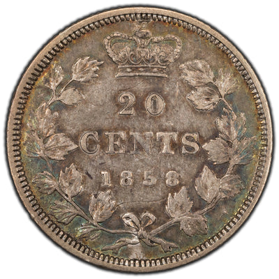 SOLD Canada 1858 20 Cents Silver Coin - One Year Type - VF