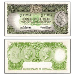 SOLD Australia ND (1961) 1 One Pound Note P #34 - UNC