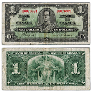 SOLD $1 1937 Bank of Canada Note O/M Changeover Prefix BC-21d - Fine