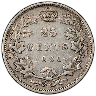 SOLD Canada 1892 25 Cents Quarter Silver Coin - VF