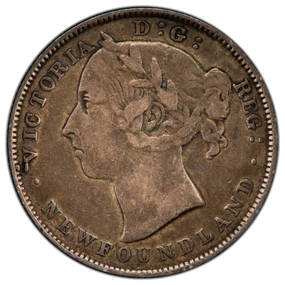 Newfoundland 1896 Small 96 20 Cents Silver Coin - Very Fine