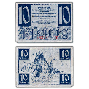 SOLD Germany Württemberg-Hohenzollern 1947 10 Ten Pfennig Note