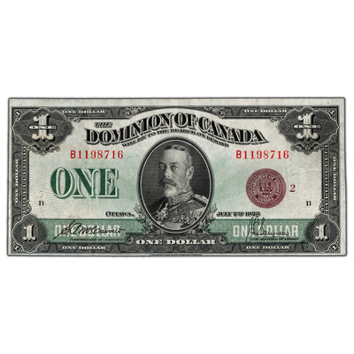 SOLD $1 1923 Dominion of Canada Note Bronze Seal Series B DC-25i - VF/EF