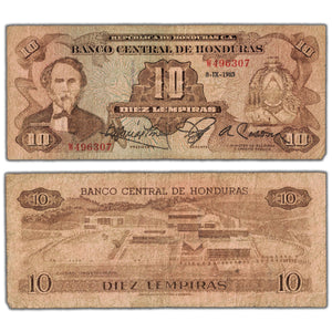 Honduras 1983 10 Ten Lempiras Note P #64b - Circulated
