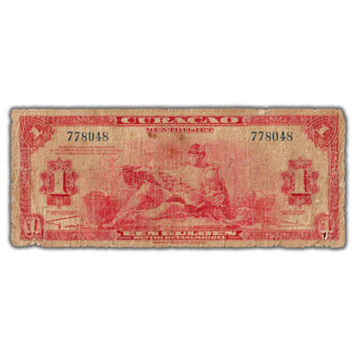 Curacao 1942 1 One Gulden Note P #35a - Low Grade Filler