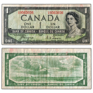 SOLD $1 1954 Bank of Canada Note Devil Face C/A Prefix BC-29a - F/VF