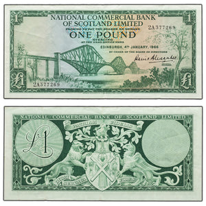 SOLD Scotland National Commercial Bank 1966 1 One Pound Note