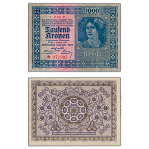 SOLD Austria 1922 1000 Kronen Note P #78