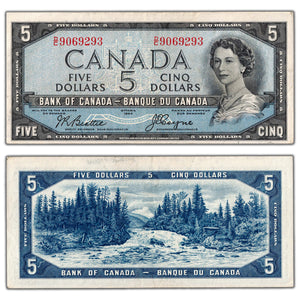 SOLD $5 1954 Bank of Canada Note Devil Face D/C Prefix BC-31b - About EF