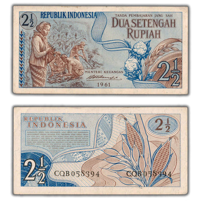 SOLD Indonesia 1961 2 1/2 Rupiah Note P #79
