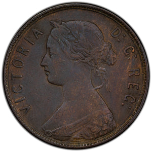 SOLD Newfoundland 1865 Re-Engraved 8 & 6 One Large Cent Coin - VF