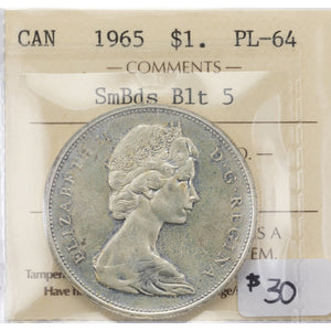 SOLD Canada 1965 Small Beads Blunt 5 $1 Silver Dollar Coin - ICCS Proof-Like PL-64
