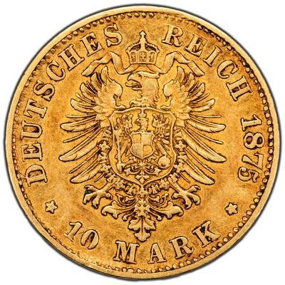 SOLD Germany Hesse-Darmstadt 1875-H 10 Ten Mark Gold Coin