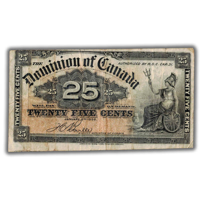 25 Cents 1900 Dominion of Canada Shinplaster Note DC-15b - Minor Offcut