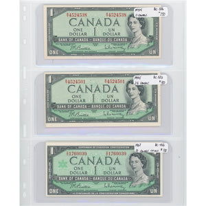 SOLD $1 1954-67 Bank of Canada Notes - Lot of 3 Sets of Consecutive Runs - Retail $580