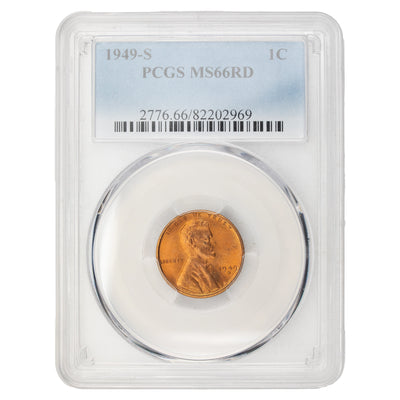 United States 1949-S Lincoln Wheat Cent Coin - PCGS MS-66 Red