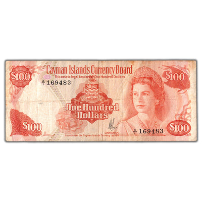 SOLD Cayman Islands 1974 $100 Note P #11 - Tougher Denomination - Circulated - Pinholes