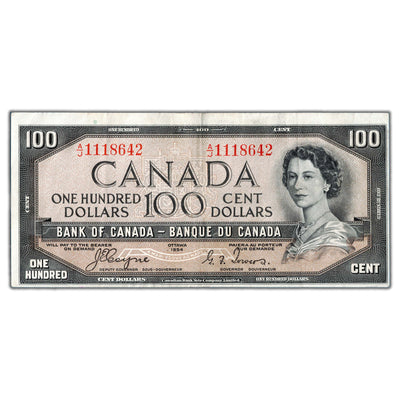 SOLD $100 1954 Bank of Canada Note Devil Face Coyne-Towers BC-35a - VF