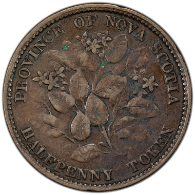 Nova Scotia 1856 1/2d One Halfpenny Token NS-5A1 - Fine +