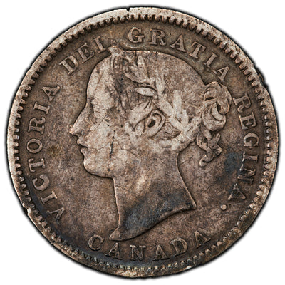 Canada 1893 Flat Top 3 10 Cents Dime Silver Coin - Fine