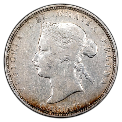 Canada 1881-H 25 Cents Quarter Silver Coin - Lightly Cleaned