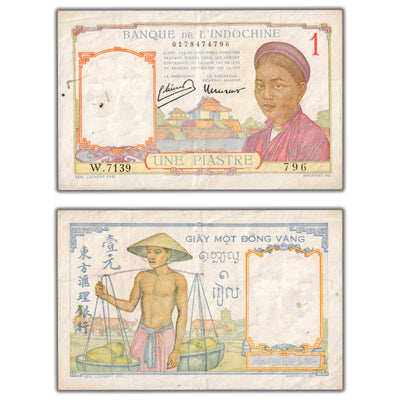 SOLD French Indochina ND (1946) 1 One Piastre Note P #54c