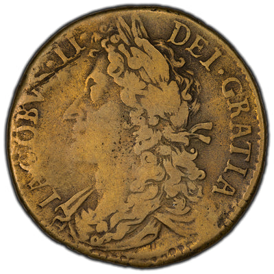 SOLD Ireland 1689 October James II 1/2 Crown Gun Money Coin - Cleaned
