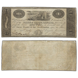 SOLD $1 1820 Bank of Upper Canada Note - Scarce Underrated Issue