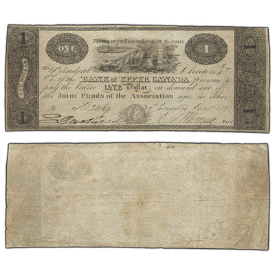 SOLD $1 1820 Bank of Upper Canada Note - Scarce Underrated Issue