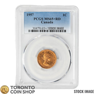 Canada 1957 1 Small Cent Coin - PCGS MS-65+ Red