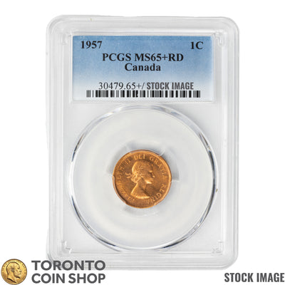 Canada 1957 1 Small Cent Coin - PCGS MS-65+ Red