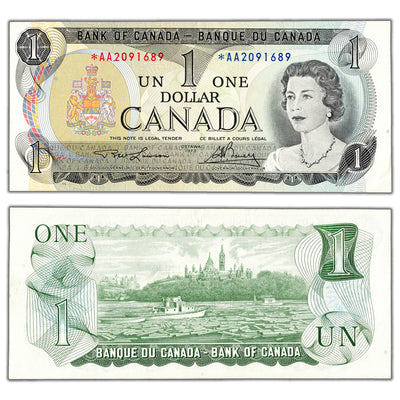 $1 1973 Bank of Canada Note *AA Replacement Prefix BC-46aA - AU