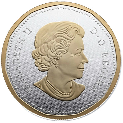 Canada 2015 $1 Gold Plated Big Coin Series 5oz .9999 Silver Coin