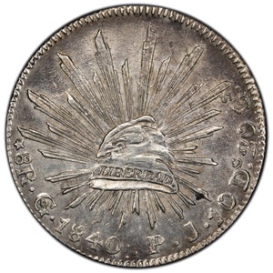 SOLD Mexico 1840 Go-PJ 8 Reales Silver Coin - Old Cleaning