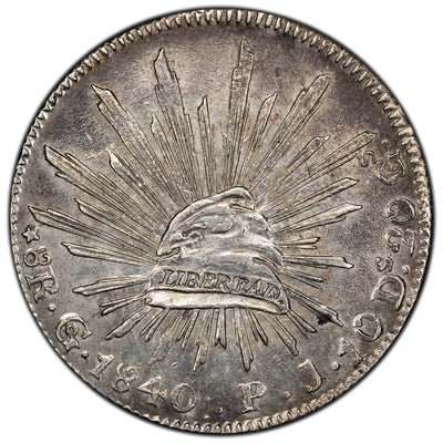 SOLD Mexico 1840 Go-PJ 8 Reales Silver Coin - Old Cleaning