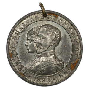 SOLD Great Britain 1893 Duke & Duchess of York Royal Wedding Medal 39mm
