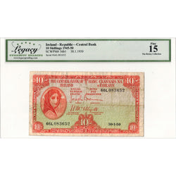 Ireland 1950 10 Ten Shillings Note P #56b1 - Legacy F-15