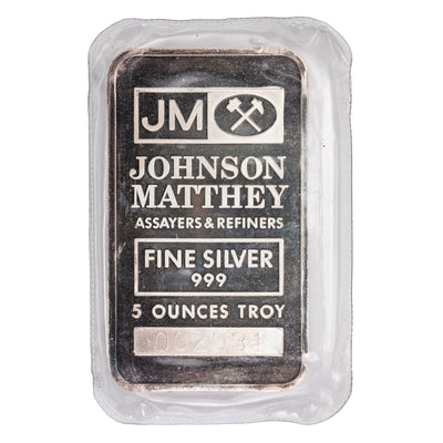 SOLD Johnson Matthey JM TD Bank 5oz .999 Fine Silver Bar - Sealed