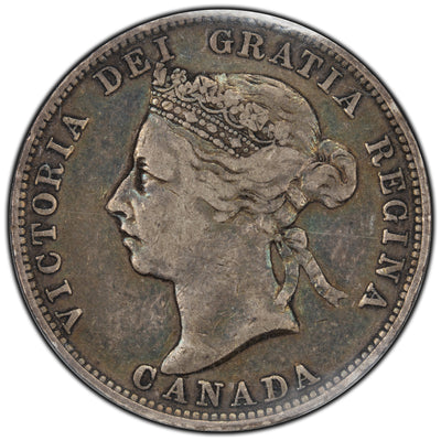 SOLD Canada 1891 25 Cents Quarter Silver Coin - Key Date - ICCS F-12