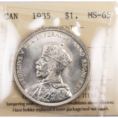 SOLD Canada 1935 $1 Silver Dollar Coin - ICCS MS-65