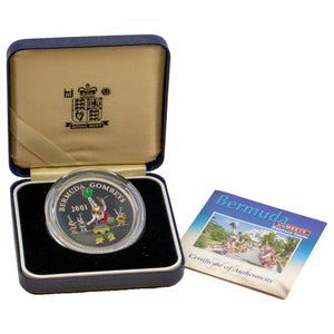 SOLD Bermuda 2001 $5 Sterling Silver Coloured Proof Coin - Gombeys Heritage Series