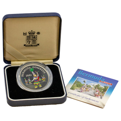 SOLD Bermuda 2001 $5 Sterling Silver Coloured Proof Coin - Gombeys Heritage Series