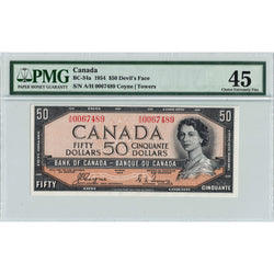 SOLD $50 1954 Bank of Canada Note Coyne-Towers Devil Face BC-34a - PMG EF-45
