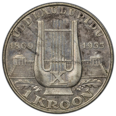 SOLD Estonia 1933 1 Kroon Silver Coin KM #14