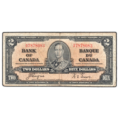 SOLD $2 1937 Bank of Canada Note Coyne-Towers K/R Prefix BC-22c