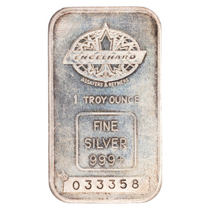 SOLD Engelhard Maple Leaf 1oz .999 Fine Silver Bar - "Quality" Engraved on Back