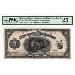 $2 1920 Government of Newfoundland Note NF-13b - PMG VF-25