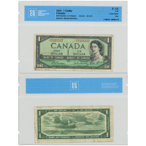SOLD $1 1954 Bank of Canada Note BC-37b - 2 Digit Radar - CCCS VF-20