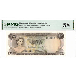 Bahamas 1968 $20 Twenty Dollars Note P #31a - AU-58